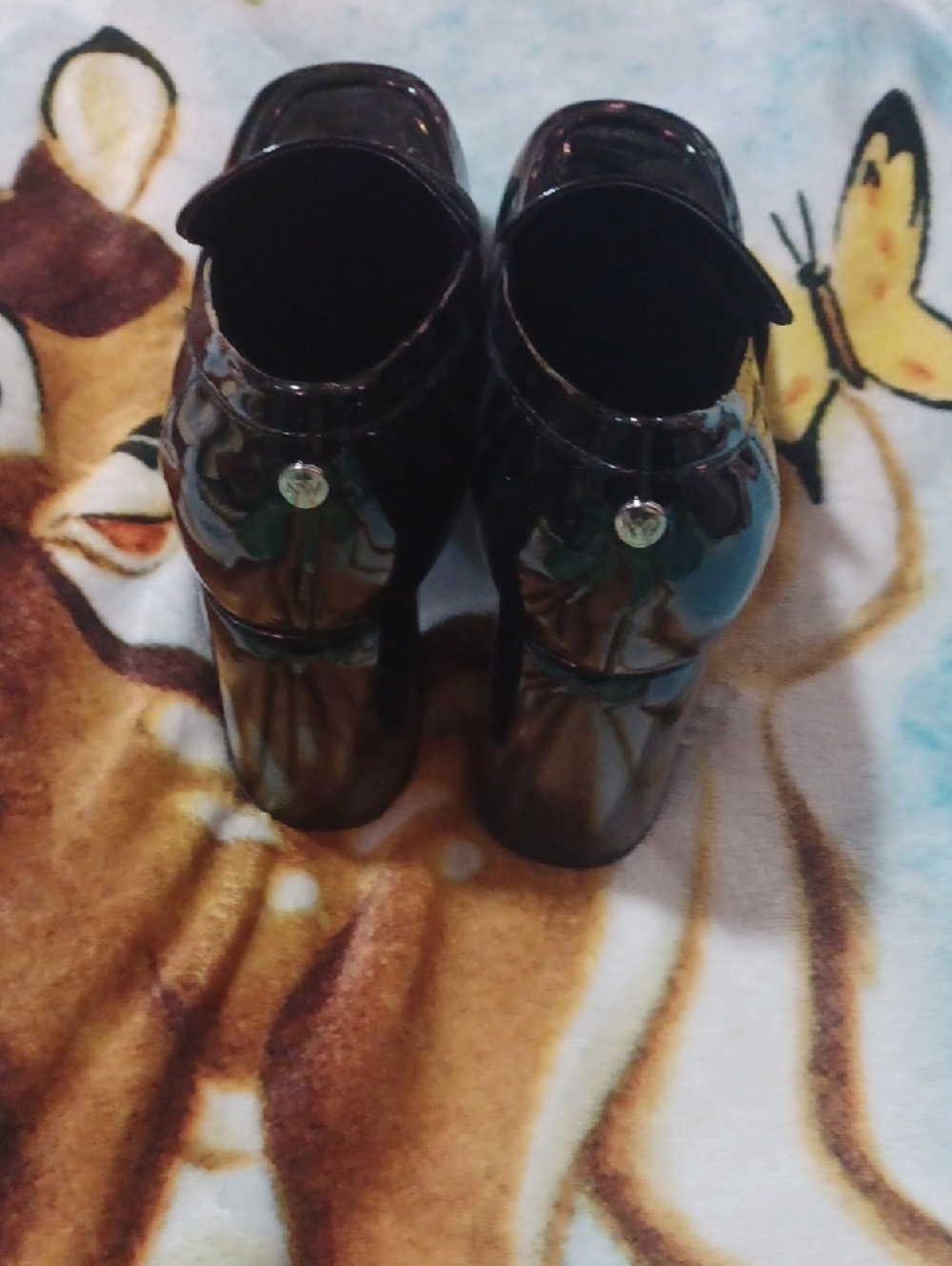Nine West Shiny Black Patent Block Heel Loafers - Picture 3 of 4